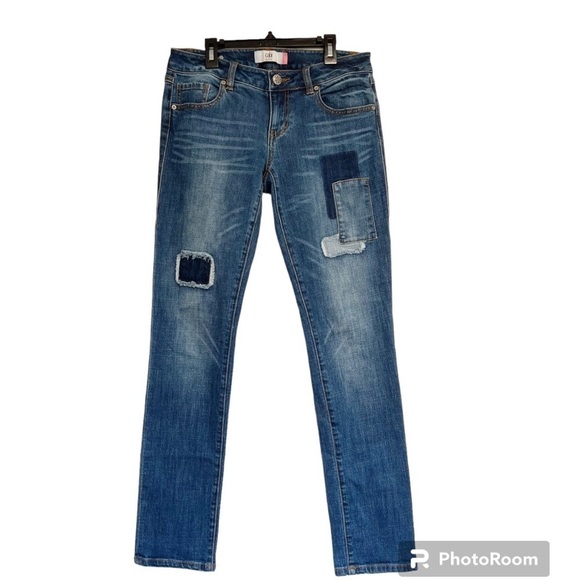 Cabi Patchy Slim Medium Blue Boyfriend Jeans Size 2 - Picture 1 of 12